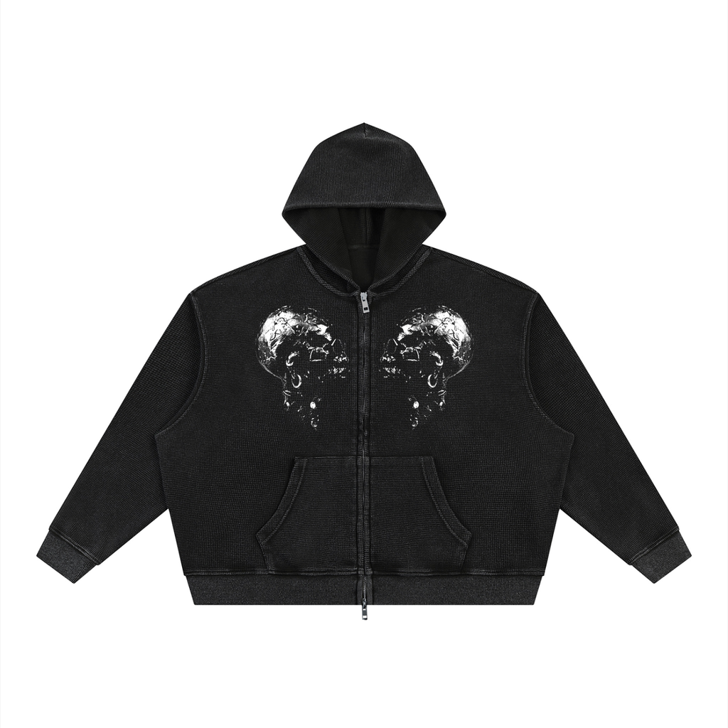 Two Face Waffle Zip Hoodie