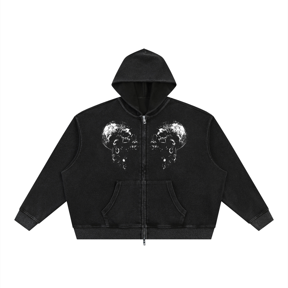 Two Face Waffle Zip Hoodie