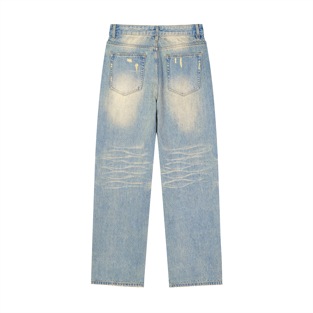 Sun Fade Raw Denim Jeans — Banana Bandits UK — Back