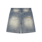 Faded Distressed Baggy Denim Shorts — Banana Bandits UK — Back