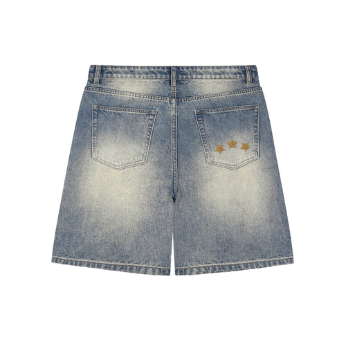 Faded Distressed Baggy Denim Shorts — Banana Bandits UK — Back