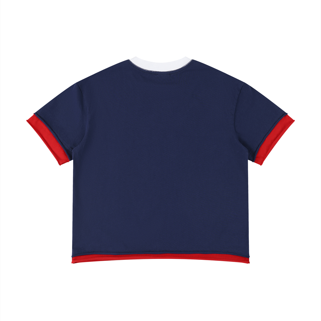 Boxy Colour-Block T-Shirt — Side View — Banana Bandits