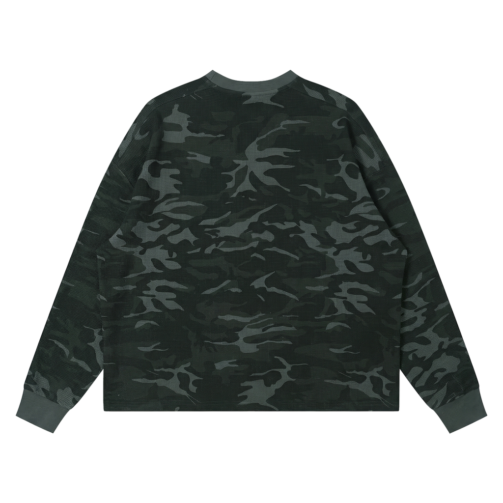 Local Champion Waffle Boxy Long-Sleeve T-Shirt — Back View — Banana Bandits