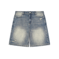 Faded Distressed Baggy Denim Shorts — Banana Bandits UK — Front