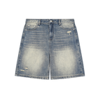 Faded Distressed Baggy Denim Shorts — Banana Bandits UK — Front