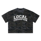 Local Champion Camo Boxy T-Shirt — Banana Bandits UK — Detail