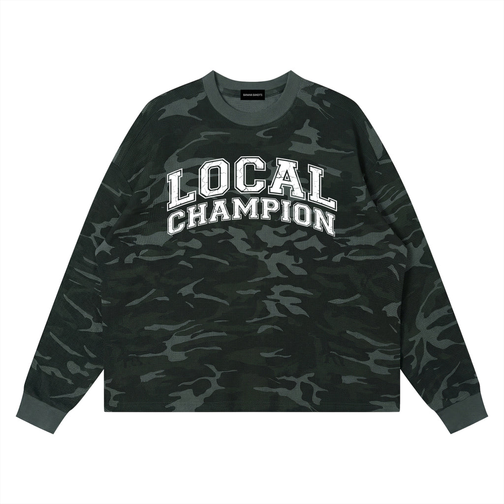 Local Champion Waffle Boxy Long-Sleeve T-Shirt — Banana Bandits