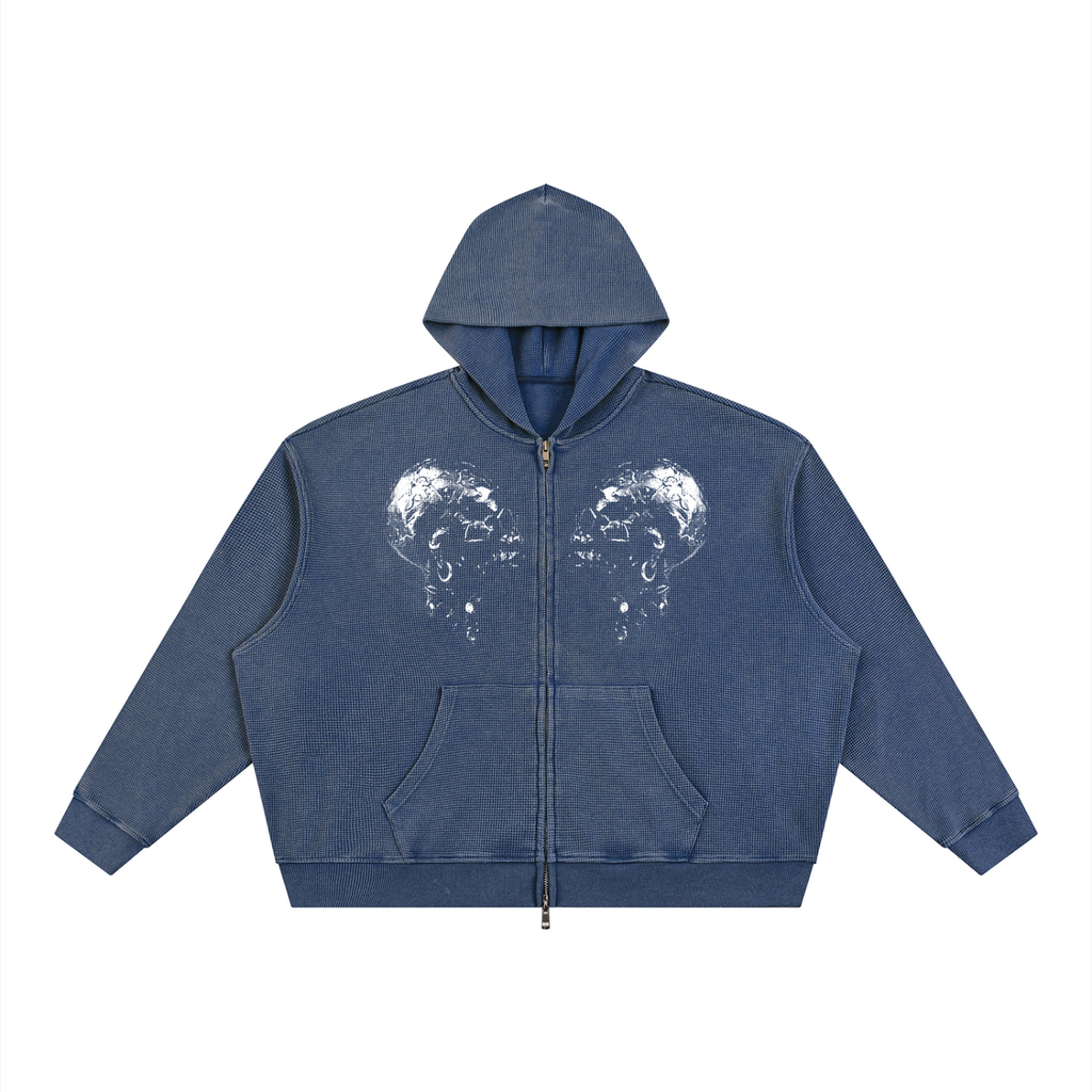 Two Face Waffle Zip Hoodie