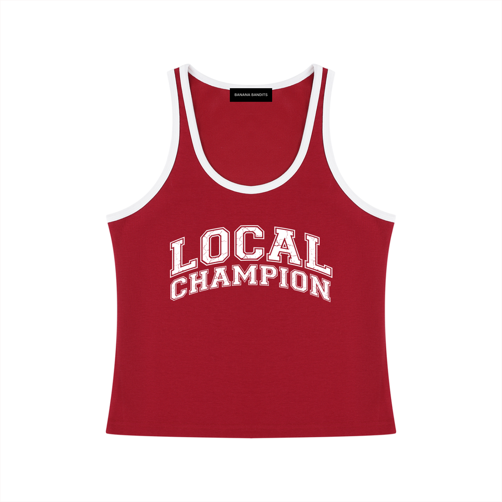 Local Champion Cropped Tank Top — Back View — Banana Bandits