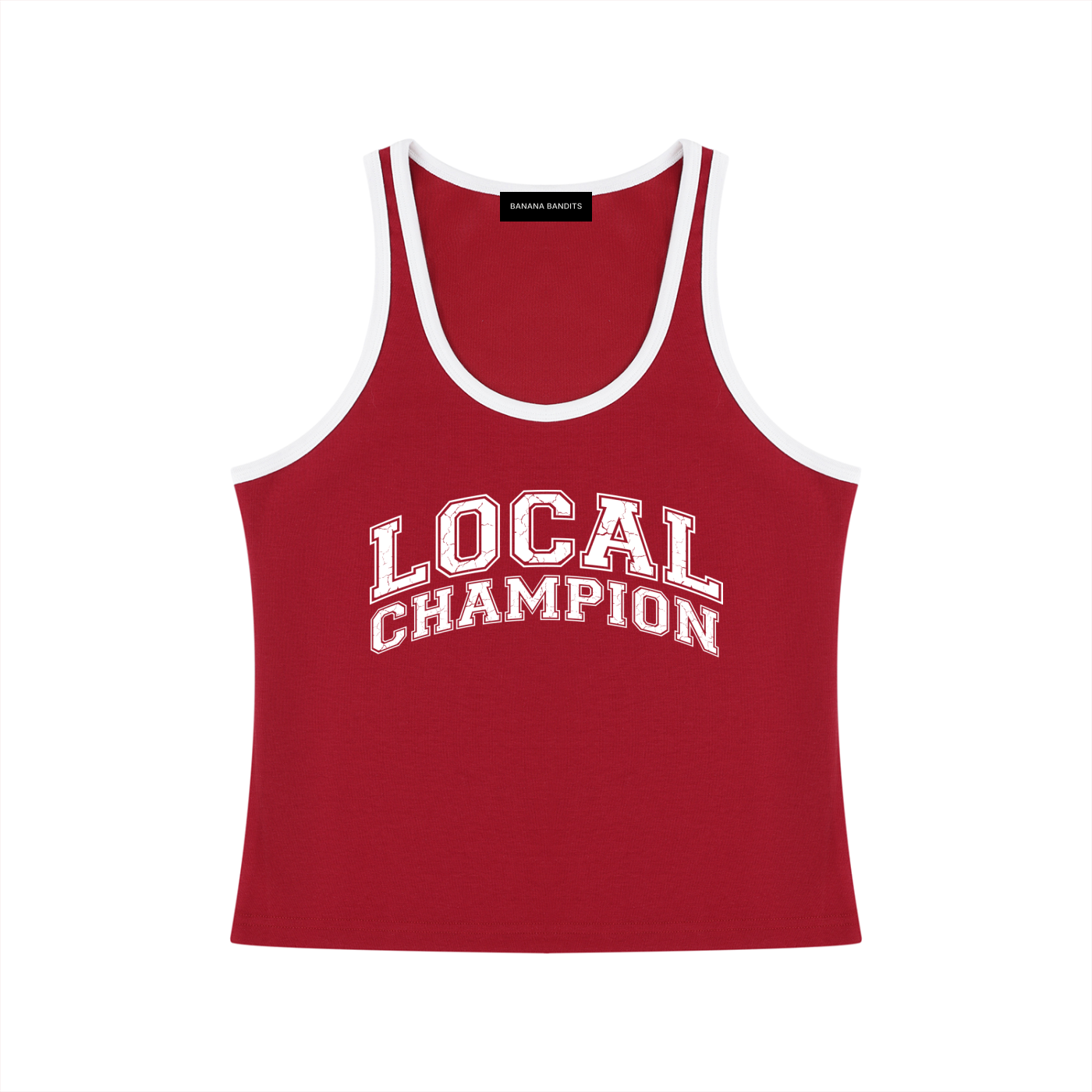 Local Champion Cropped Tank Top — Back View — Banana Bandits