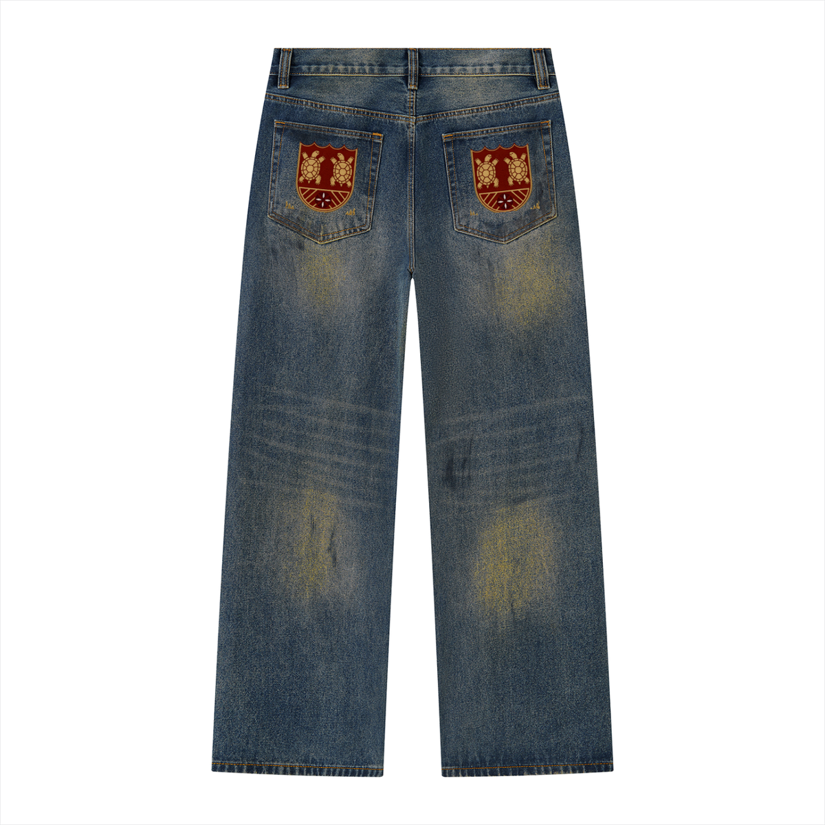 Men's Vintage Wash Wide Leg Denim Jeans