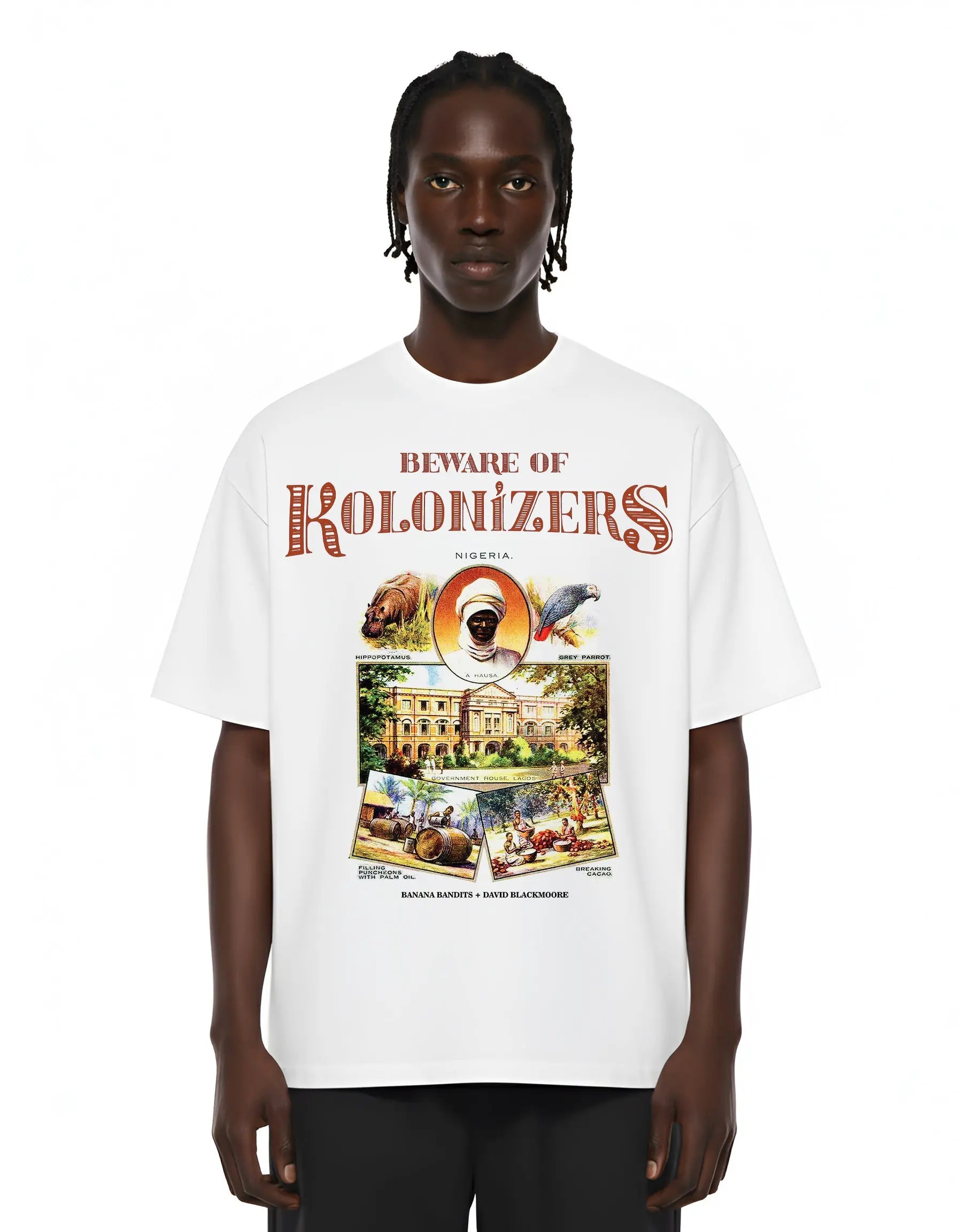 Unarchived - Beware of Kolonizers postcard Tee BANANA BANDITS